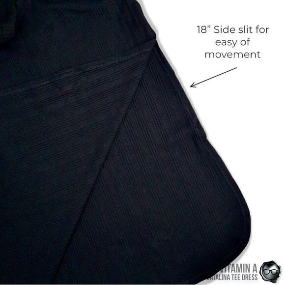 VITAMIN A CATALINA TEE LONG DRESS IN BLACK ORGANIC COTTON STRETCHY RIB KNIT MIDI - Picture 9 of 15